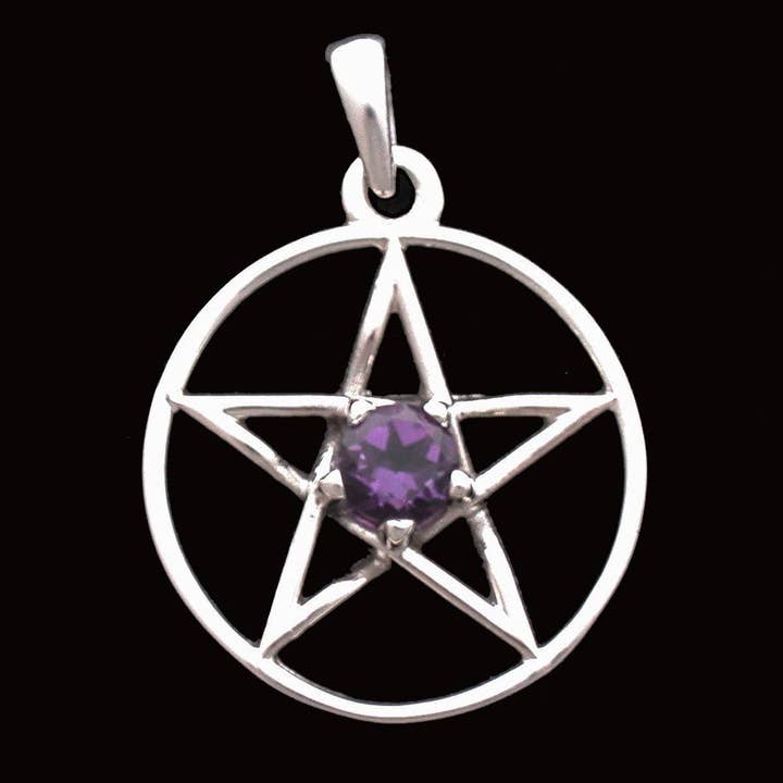 Argent Sterling | Pentacle 21 mm avec Pendentif en Pierre Facettée pour la vente par Zeppo Merchandisers Inc