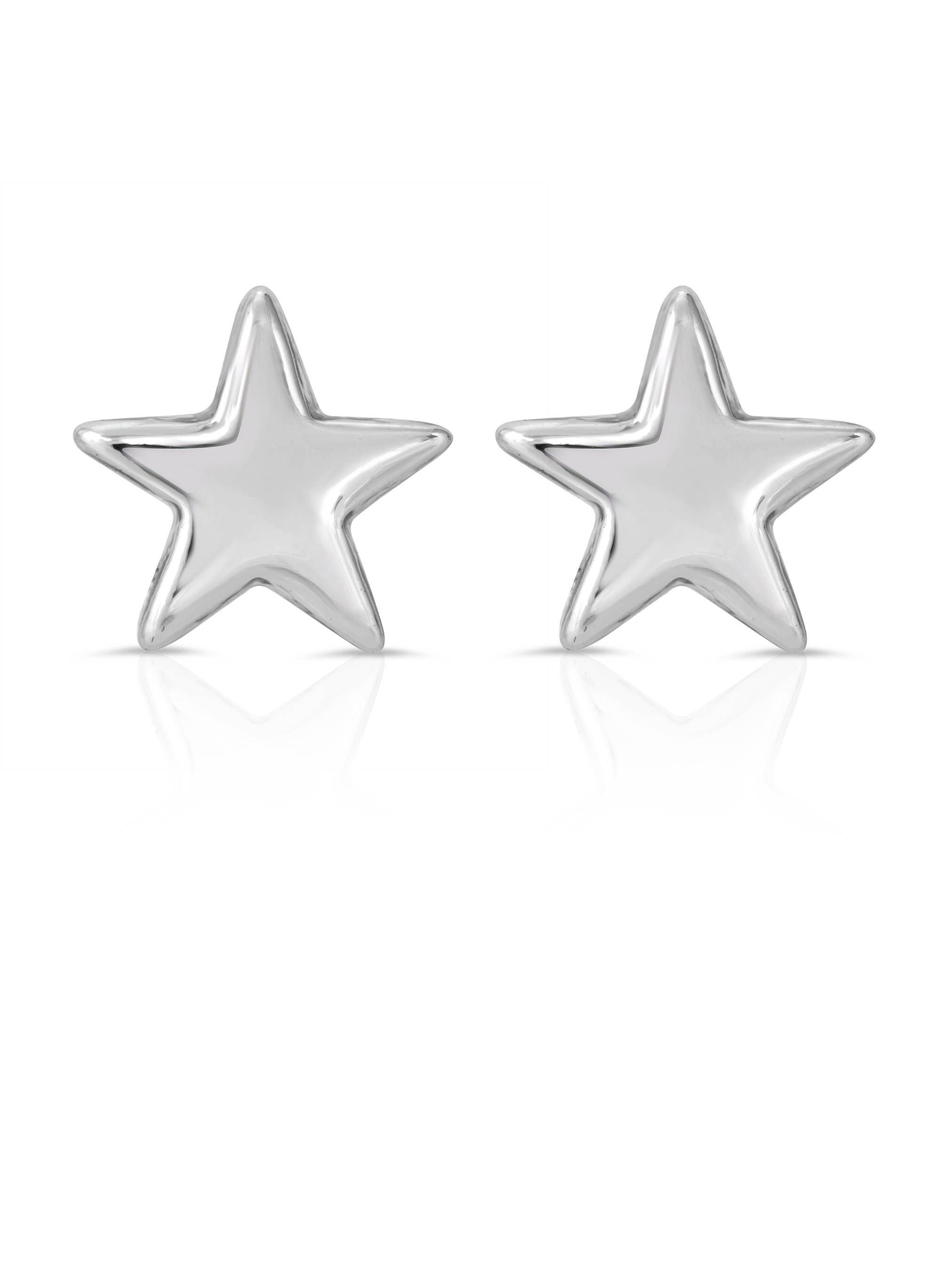 Lucky Feather - Venta al por mayor Pendientes de botón/aretes de poste - Pendientes de Plata Luna Nueva - SHINE/ESTRELLA 1 pc1