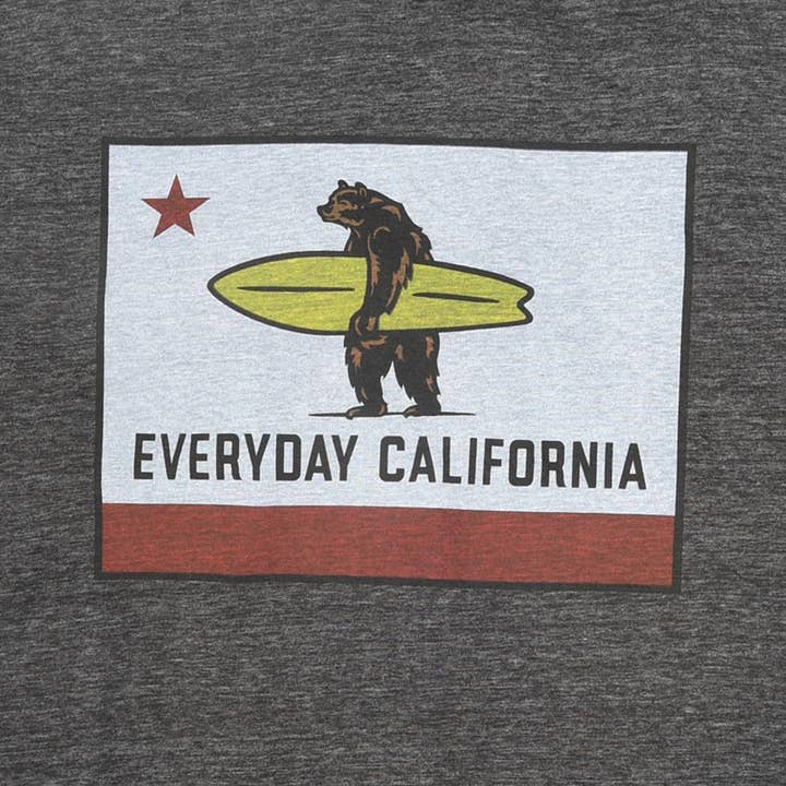 Everyday California - Wholesale Screen Printed T-Shirt - Men's - El Classico Tee - Unisex California Flag Surfing Bear Tee2