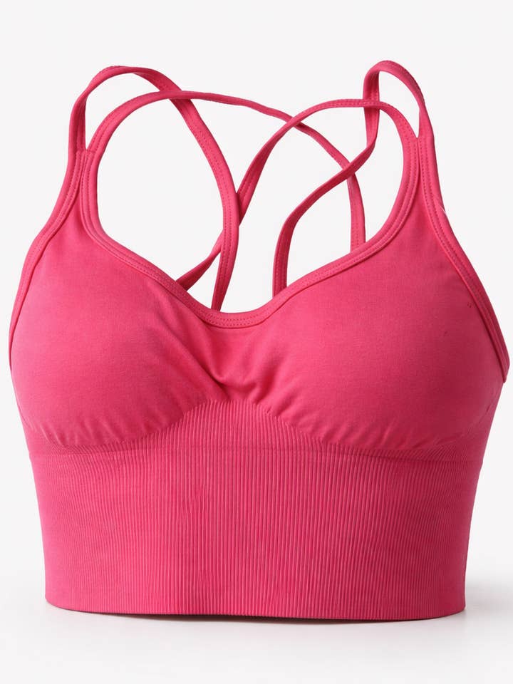 Women - Bra/Bustier Sports Bra with Adjustable Straps Pink for wholesale by Empire Embodied