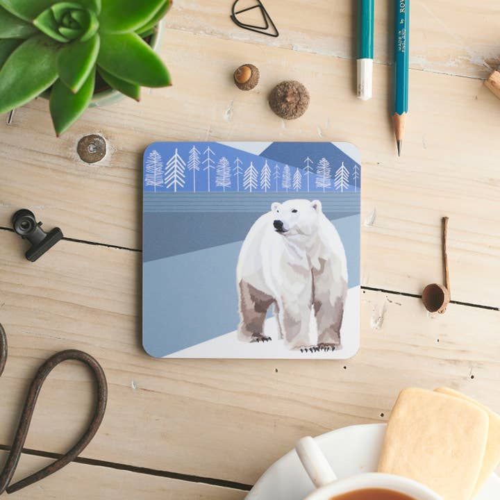 Polar Bear Coaster - Coaster - Animal Coaster - Bear Gift for wholesale by Arch & Ivy