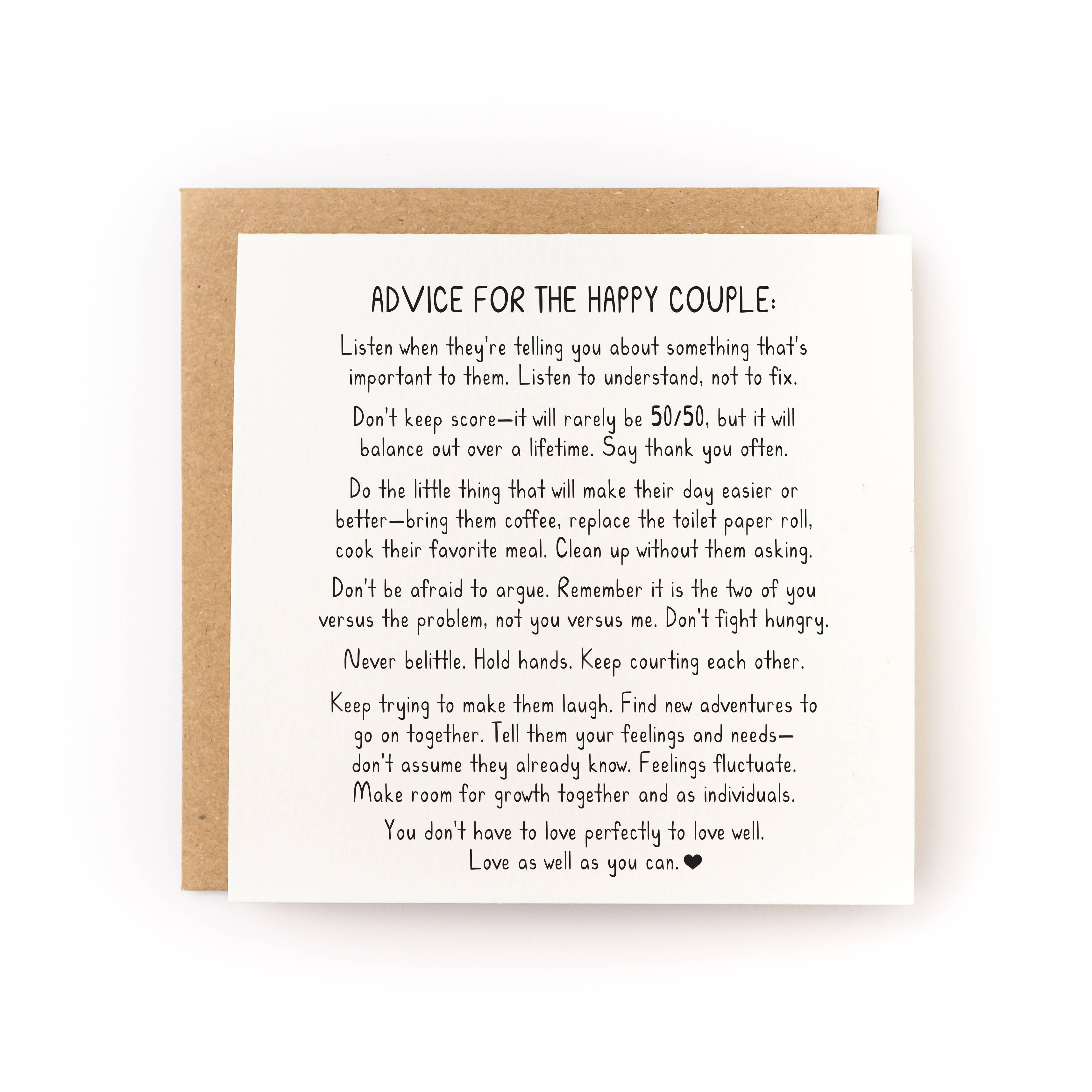Kwohtations - Wholesale Wedding Card - Advice for the Happy Couple Wedding Card