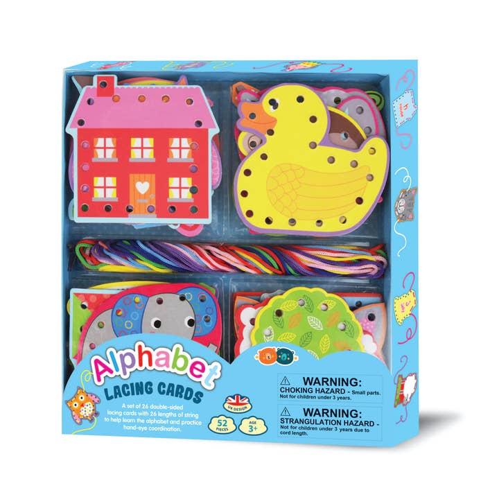 Alphabet Lacing Cards for wholesale by Buddy and Barney LLC
