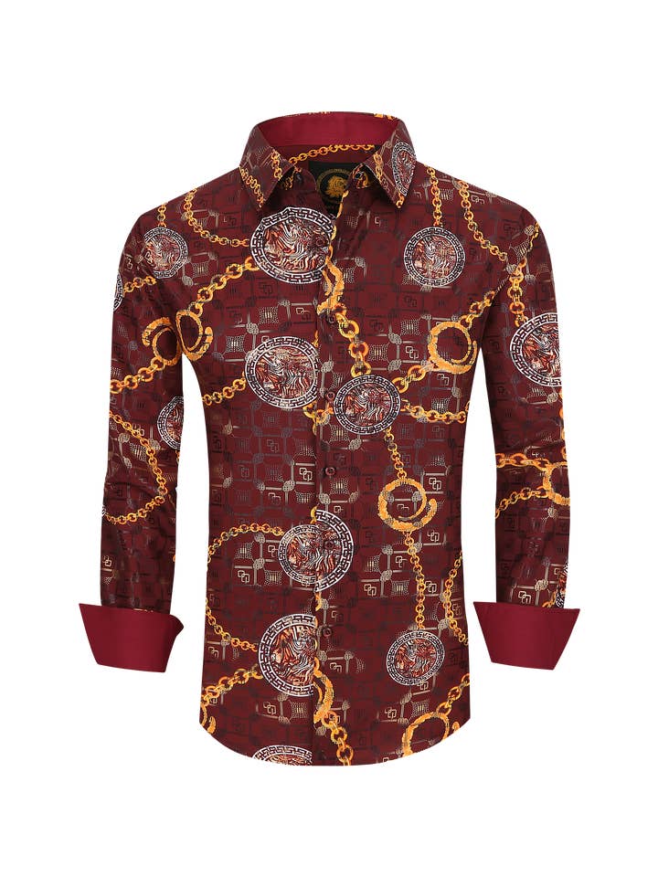 Mens Luxury Brand Printed Silk Like Shirts for wholesale by Rodeo Clothing