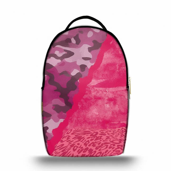 Ermes Madinbo Rucksack - Made in Italy - Unisex - Laptopfach - Schulrucksack - Arbeitsrucksack - Militärgrafik und Rosa Camouflage für den Großhandel von MADINBO