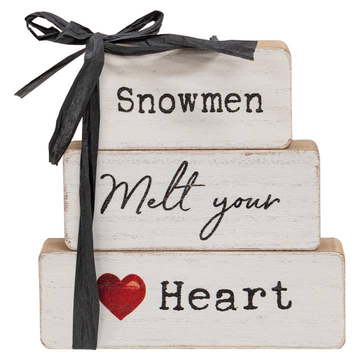 The Hearthside Collection - Wholesale Christmas Decoration - 3/Set - Snowmen Melt Your Heart Blocks