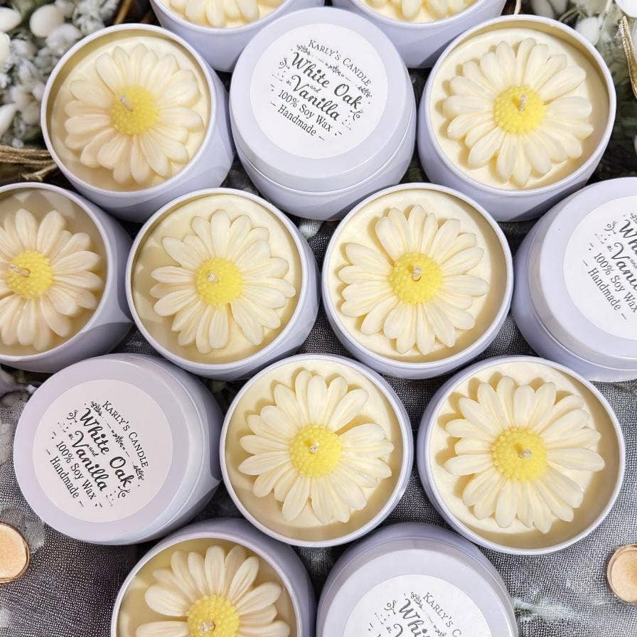 Karly’s Candles - Wholesale Party gift - Daisy Soy Wax Candles 4 oz - Baby, Bridal & Wedding Favors0