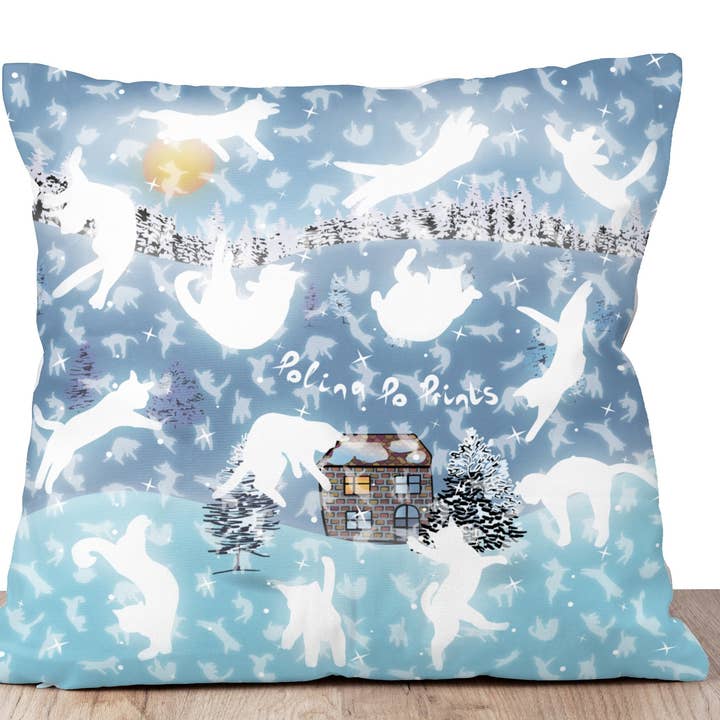 Funny white Cat pillowcase with zipper. Christmas cat gift. for wholesale by Polina Po Prints