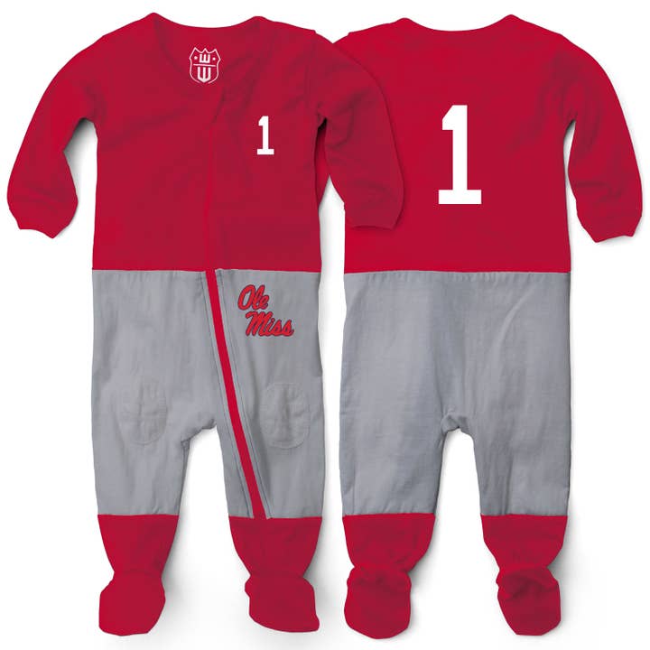 Ole Miss Rebels Infant Football PJ Footie for wholesale by Wes and Willy