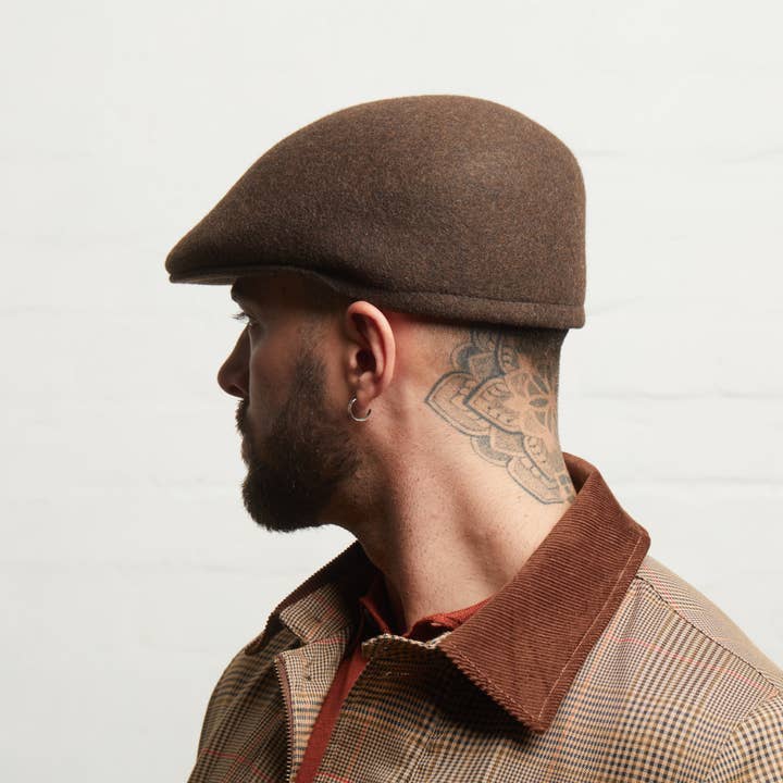 TATE Melange Felt Blocked Contour Cap - Cocoa for wholesale by Dasmarca Hats