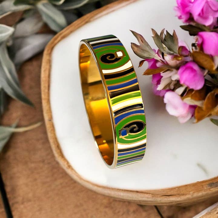 Bracelete rígido "MYRION" aço inoxidável esmaltado por atacado de TOURMALYN