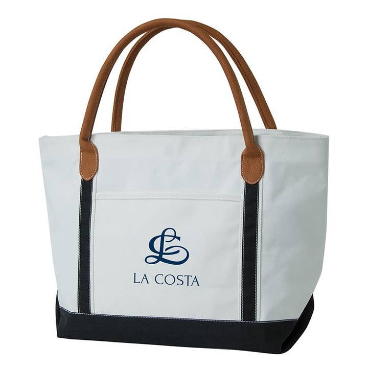 Mercantile 12 - Wholesale Tote Bag - Unisex - Custom YOUR BRAND OR LOGO 18 Oz. Boat Tote W/ Vegan Leather1