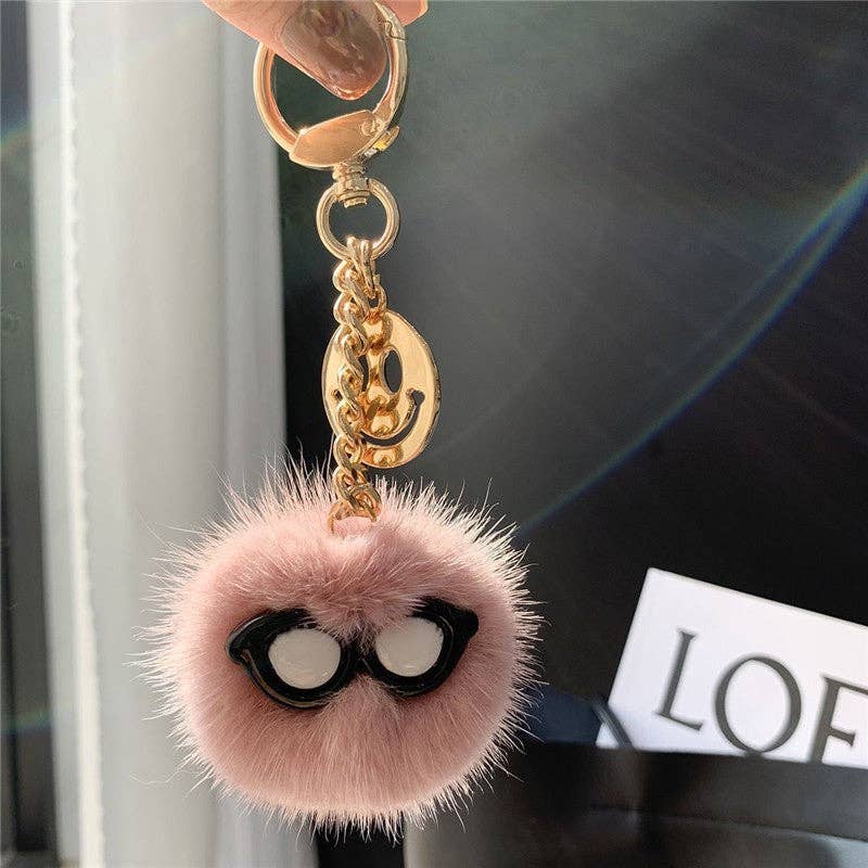 FurDecoration – wholesale Keychain – Women's – Fluffy Mink Fur Ball Keychain Bag Charm1