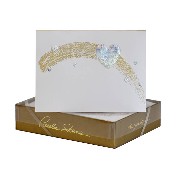 Shooting Heart on Silver Satin Blank Card for wholesale by PAULA SKENE DESIGNS