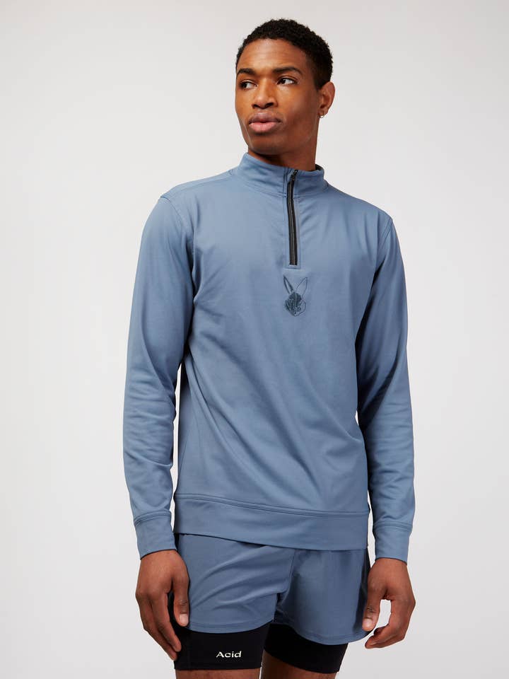 Quarter Zip - Storm Blue for wholesale by Acid Running