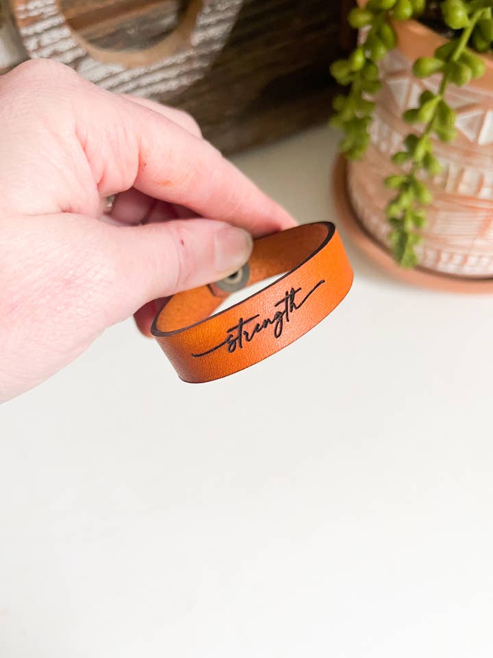 Leather Cuff Bracelet - Strength for wholesale by Left Grain