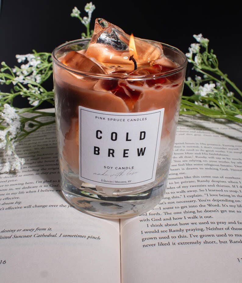 Pink Spruce - Wholesale Jar/Filled Candle - Handpoured Soy Wax Cold Brew Iced Coffee Candle 8