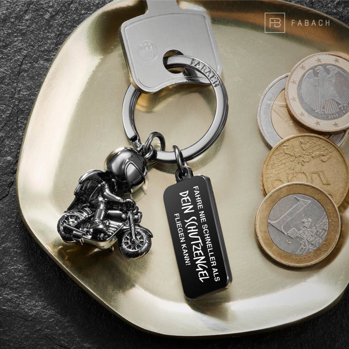 FABACH – Die Schlüsselanhänger-Schmiede - Wholesale Keychain - Unisex - Motorcycle keychain with guardian angel - Angel good luck charm for motorcyclists with engraving3