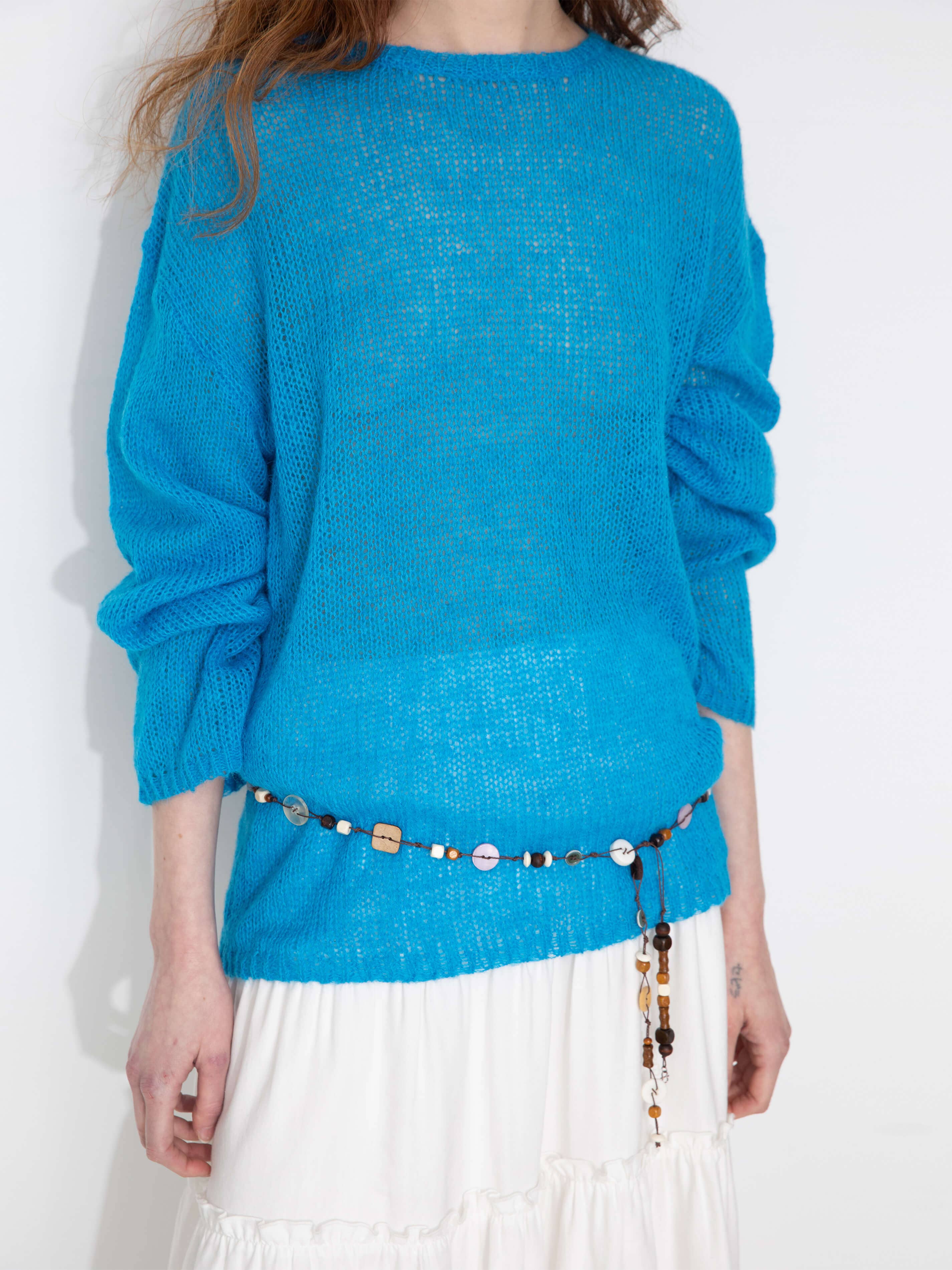 Blue Oversized Open-Knit Sweater for wholesale on Faire3