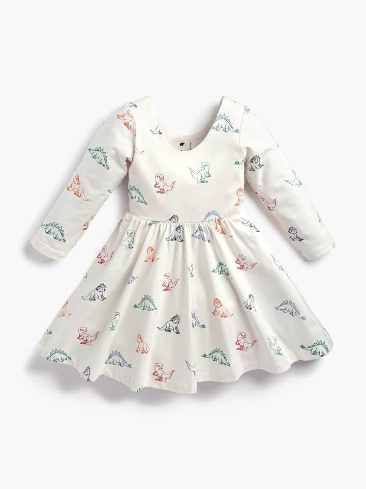 Vestido de Manga Comprida de Regresso às Aulas Vamos Dançar_Primary Dinos por atacado de Monica + Andy