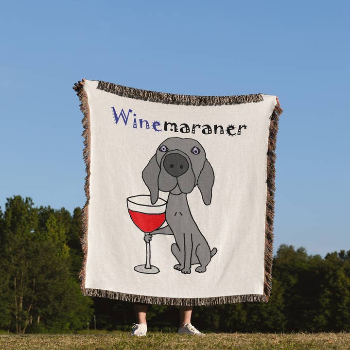 3dRose - Wholesale Throw Blanket - 3dRose, Funny Weimaraner Dog Drinking Red Wine is WINEmaraner, Blanket1