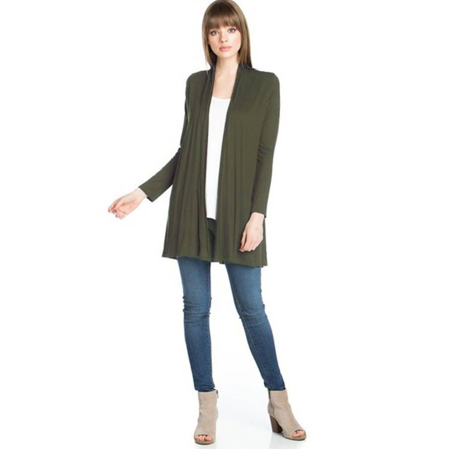 Azules Clothing - Venta al por mayor Cárdigan - Mujer - Cárdigan drapeado de manga larga con parte delantera abierta35