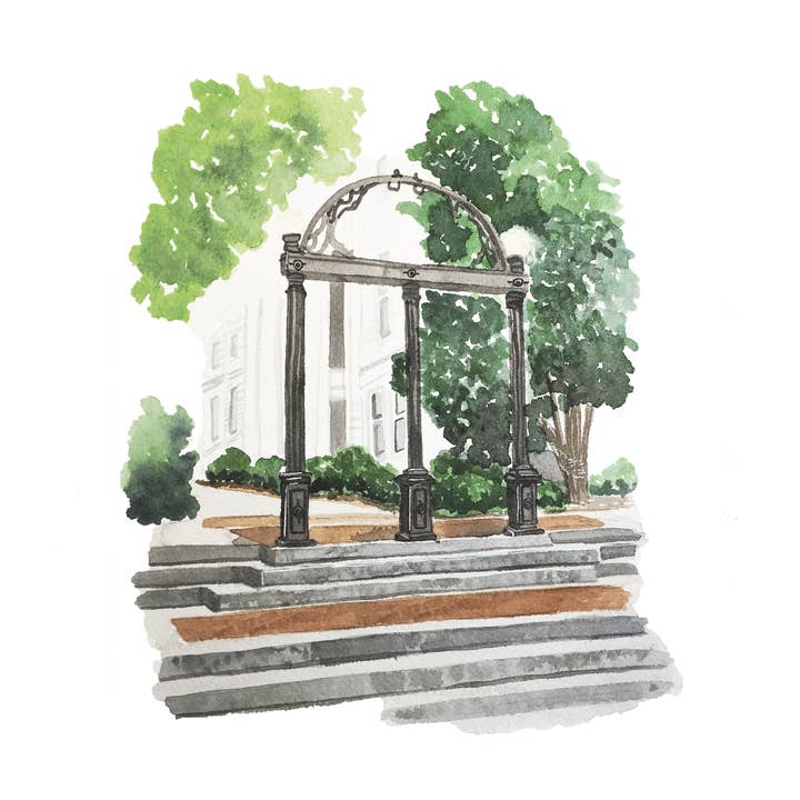 Studio Miller - Wholesale Art Print - Athens Arch University of Georgia Watercolor Art Print