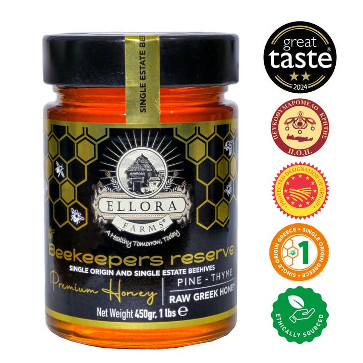 ELLORA FARMS - Wholesale Honey - Single Estate PDO Greek Raw Honey, Pine & Thyme, Gift 450g 4