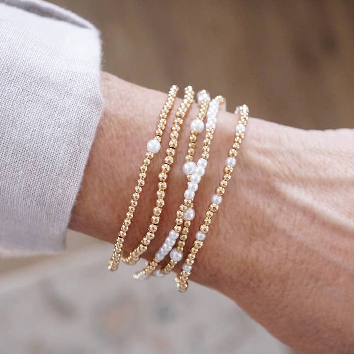PennyLine inc - Wholesale Beaded Bracelet - Golden Whisper – Pearlized Beaded Bracelet Set1