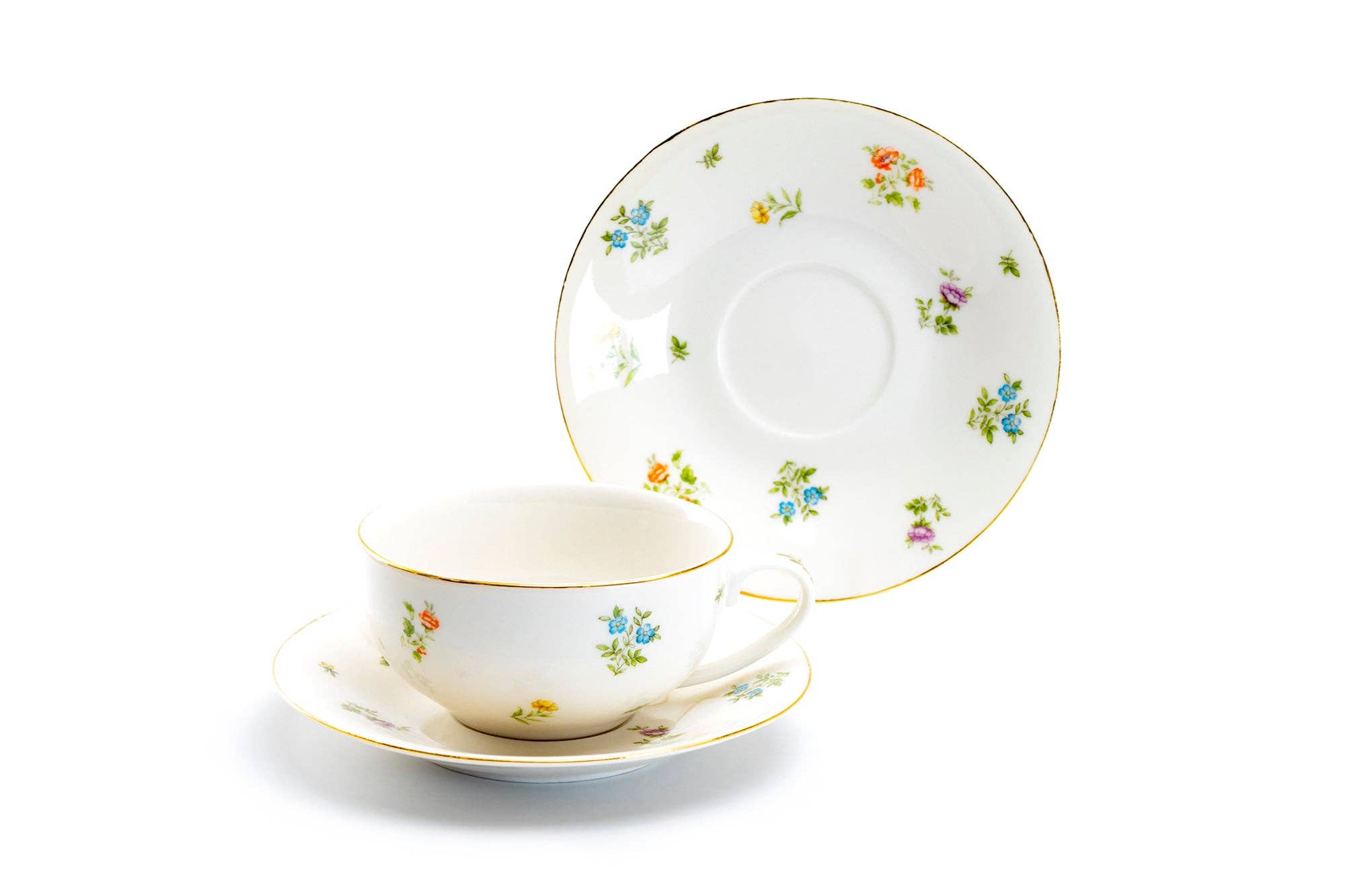 Grace Teaware - Vente Tasse à café/thé - Tasse à thé et soucoupe en porcelaine fine Spring Flowers 6 oz2