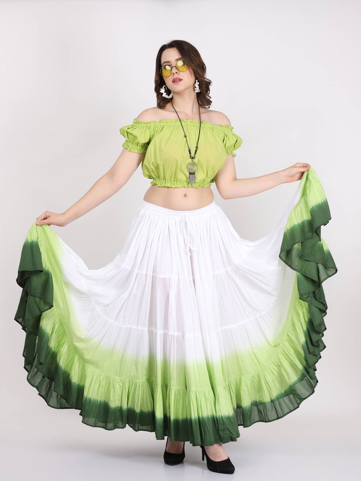 Wevez - Vente Jupe – femme - Jupe Renaissance en coton de 25 mètres de style American Tribal Style35