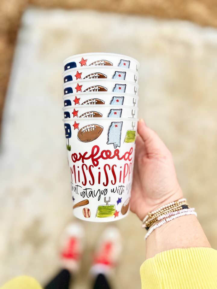 Oxford, MS Multi Sport Collage Style Reusable Cups for wholesale by Happy By Rachel, LLC