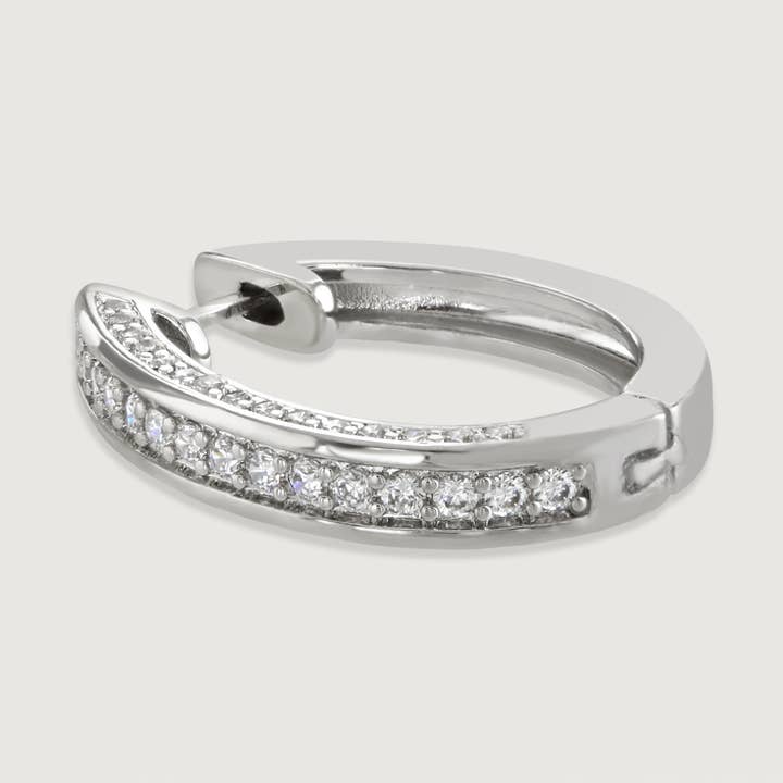 Rhodium Pave and Polished Hoop for wholesale by Buckley London