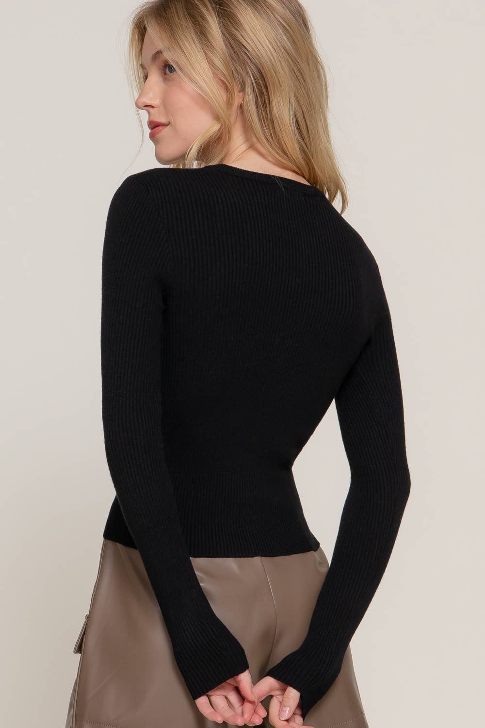 Active Basic | Active USA - Wholesale Knit Sweater - Women's - Long Sleeve Crew Neck Viscose Rib Sweater23
