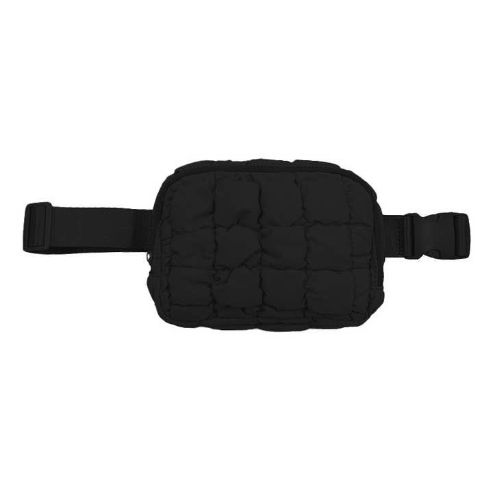 Karma Collection Black Quilted Puffer Waist Bag for wholesale by Mavi Bandz