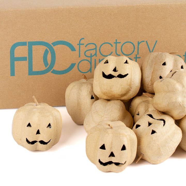 Factory Direct Craft - Wholesale Decorative Tabletop Object - Paper Mache Halloween Jack O' Lantern Pumpkins - Bag of 3