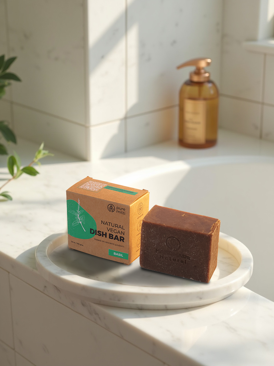 Pure Mitti - Wholesale Dish Soap - Toxin-Free Natural Vegan Basil Dish Wash Bar3