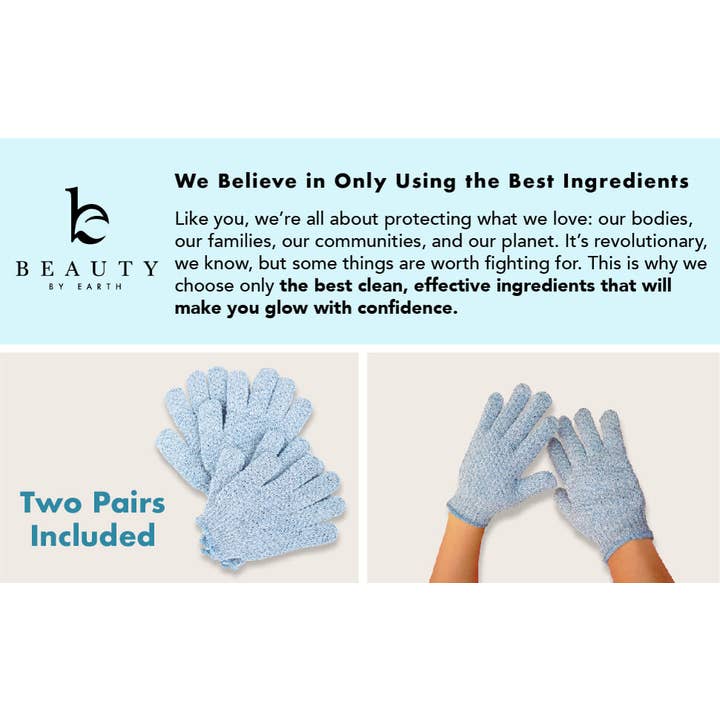 Beauty By Earth - Wholesale Exfoliating Gloves/Mitts - Exfoliating Shower Gloves - (Pack of 4 Gloves)8