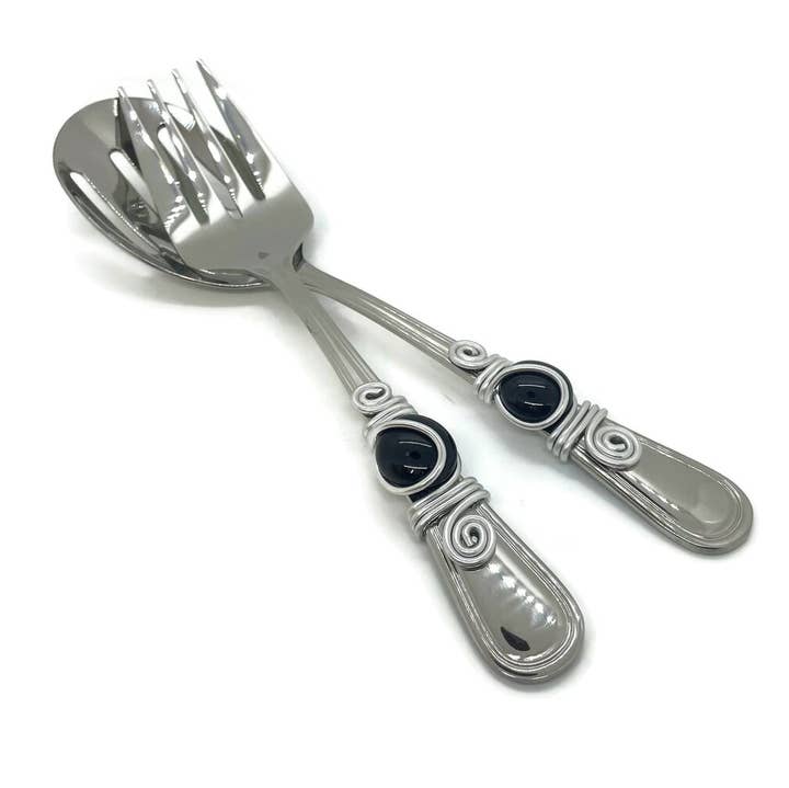 Wire Wrapped Fork and Spoon Serving Set for wholesale by Swiddles Inc