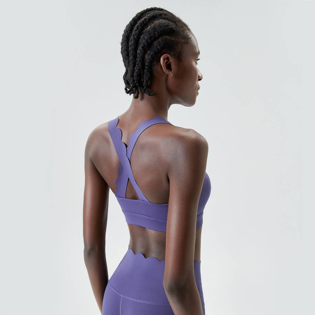 Sodalemon - Vente Brassière de sport – femme - Soutien-gorge de sport à dos croisé Wave Design Fitness Yoga pour femmes5