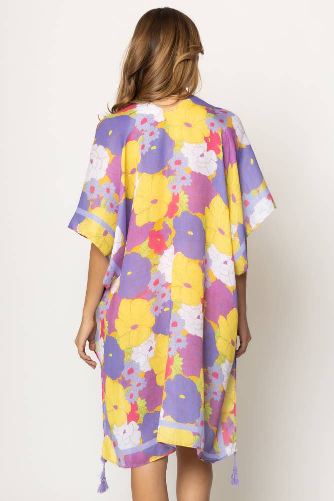 Hana - Wholesale Swim Cover Up - Women's - Floral Print Tassel Summer Kimono Cover Up6