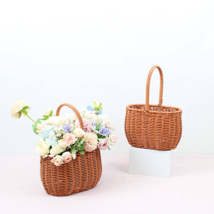 Elegant Design Supply - Wholesale Basket - Cute Small Flower Plastic Woven Imitation Basket0