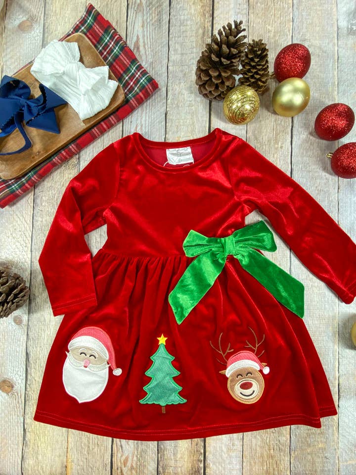 Red Velvet Christmas Dress for wholesale by The Hair Bow Company