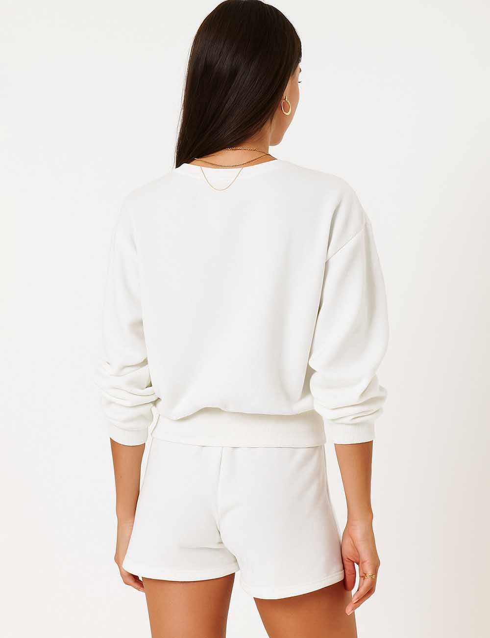 Sweetkama - Wholesale Lounge Set - Women's - Ladies Solid Color Long Sleeves Sweatshirt & Shorts Set25