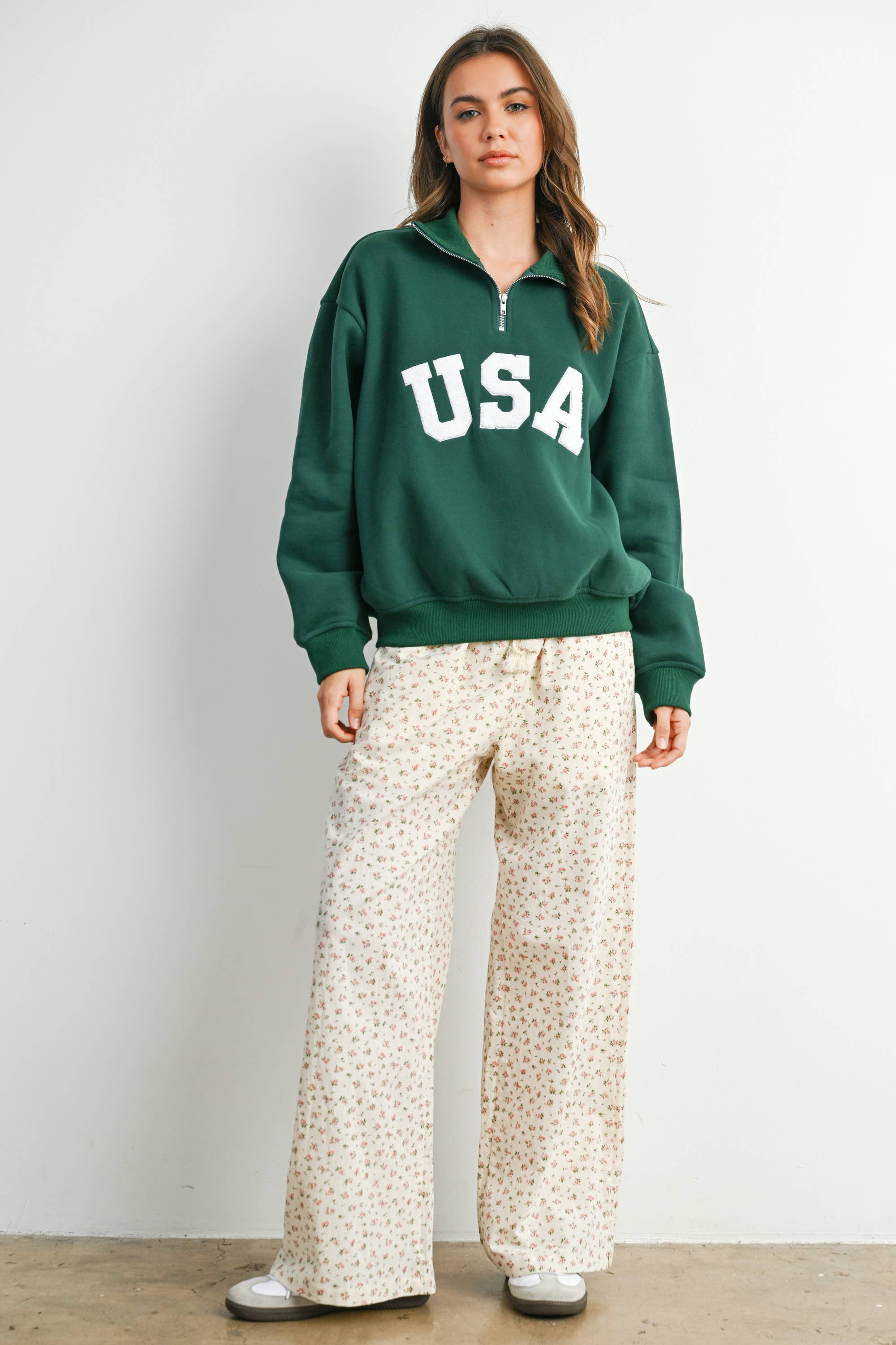 BUTTERMELON - Wholesale Sweatshirt - Women's - Quarter Zip Long Sleeve Top - BMT779532