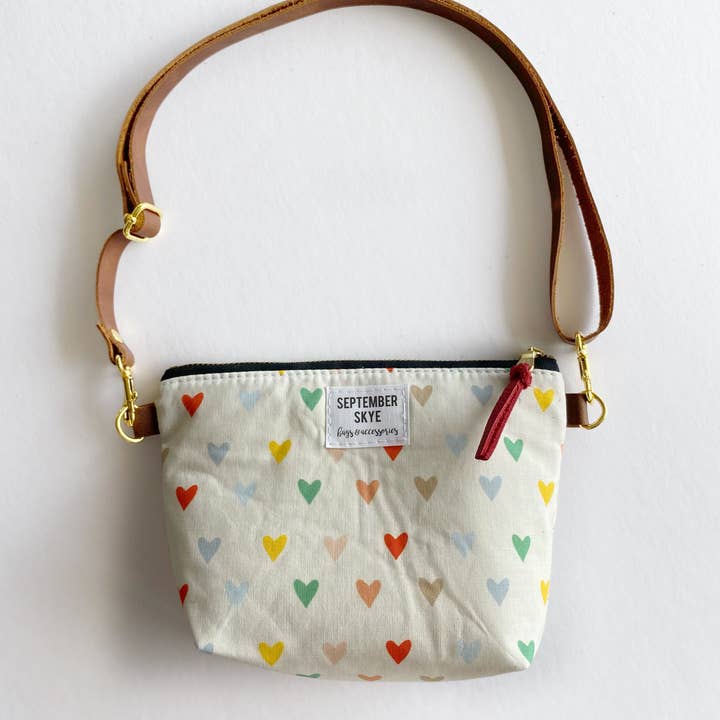 Little girl purse in rainbow colorful hearts for wholesale by September Skye Bags & Accessories