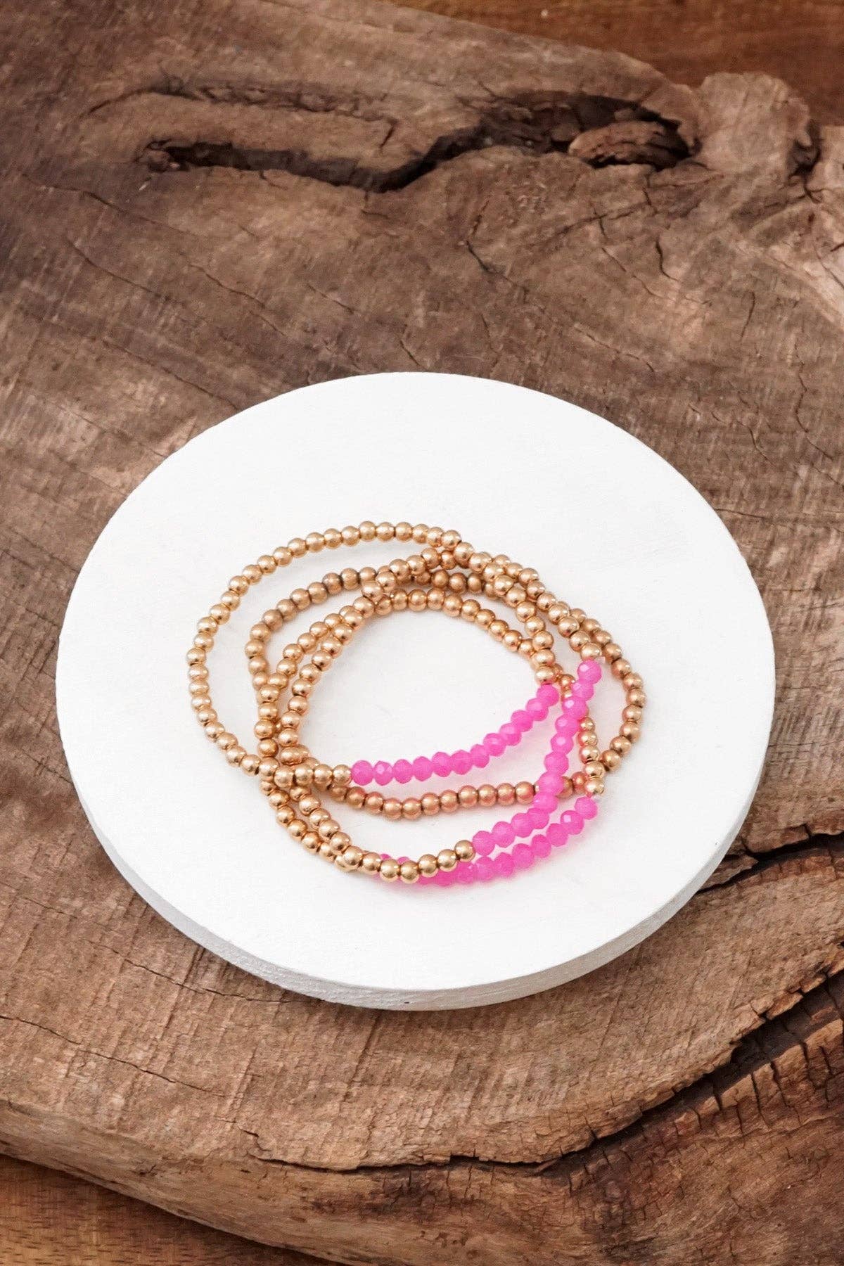 PennyLine inc - Wholesale Beaded Bracelet - Small Worn Gold tone and Glass beads bracelet stack of 4 bracelets7