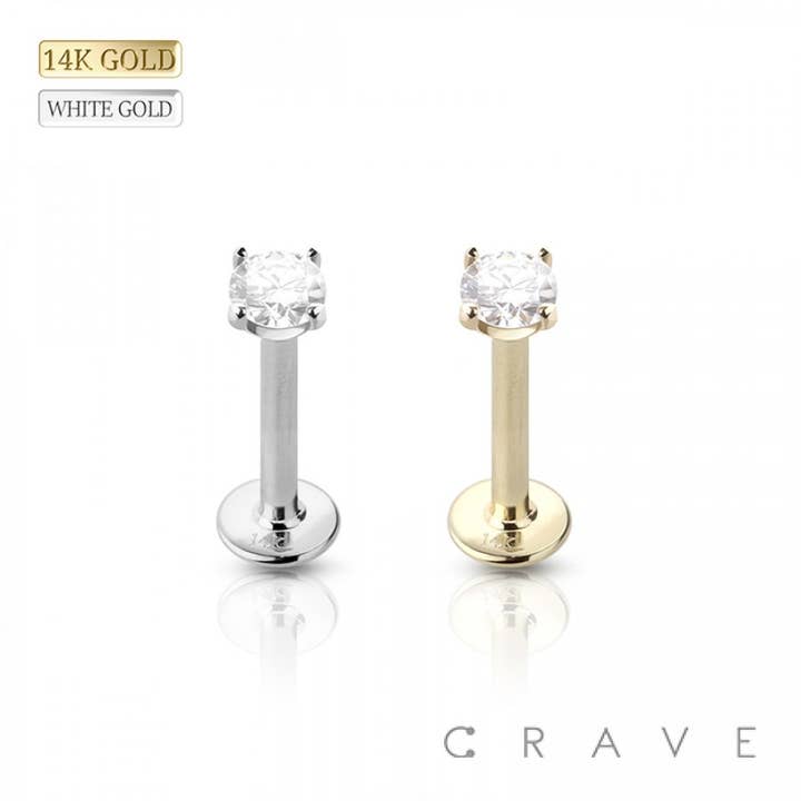 CRAVE - Vente Clous d'oreille - LABRET EN OR 14 CARATS À FILETAGE INTERNE EN ZIRCONE CUBIQUE2