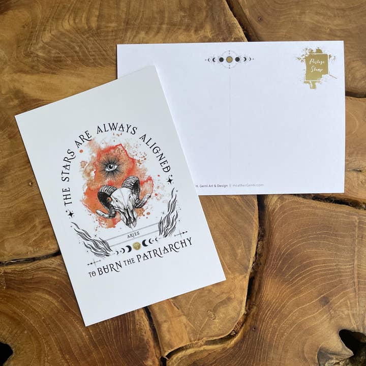 BTP POSTCARD - ARIES for wholesale by Heather Gerni Art & Design