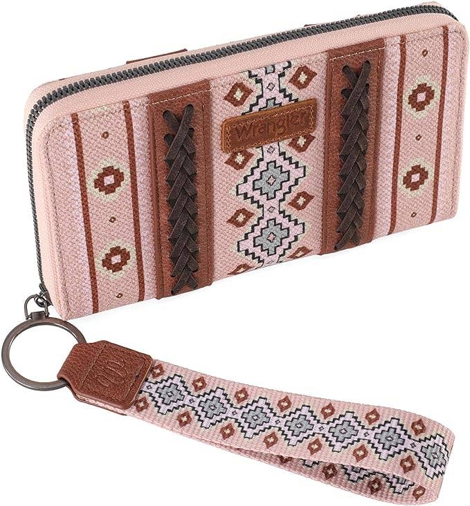 South End Clothing and Apparel L.L.C - Wholesale Wallet - Women's - Wrangler Southwestern Art Print Wallet Pink2